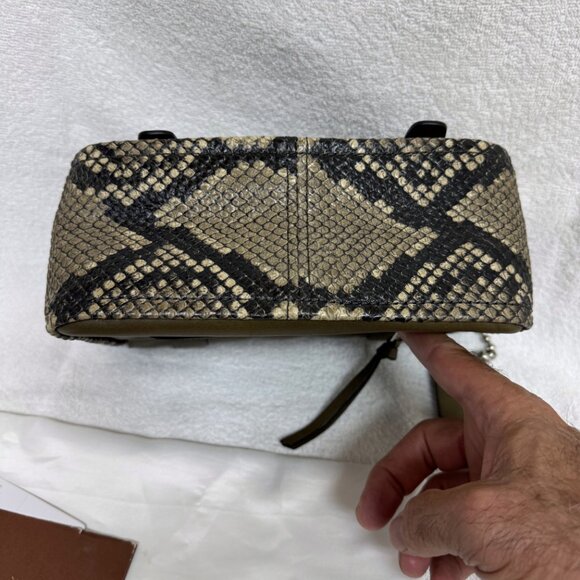 COACH Bleecker Python Mini Messenger Sv/Natural Olive - Picture 9 of 16